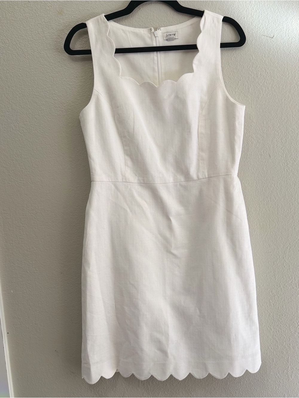 J. Crew White Scallop Neck Mini Dress